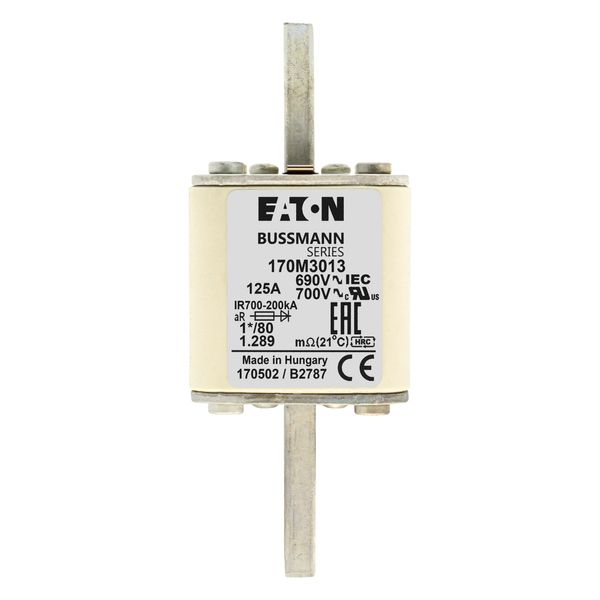 Fuse-link, high speed, 125 A, AC 690 V, compact DIN 1, 45 x 45 x 104 mm, aR, DIN, IEC, single indicator image 8