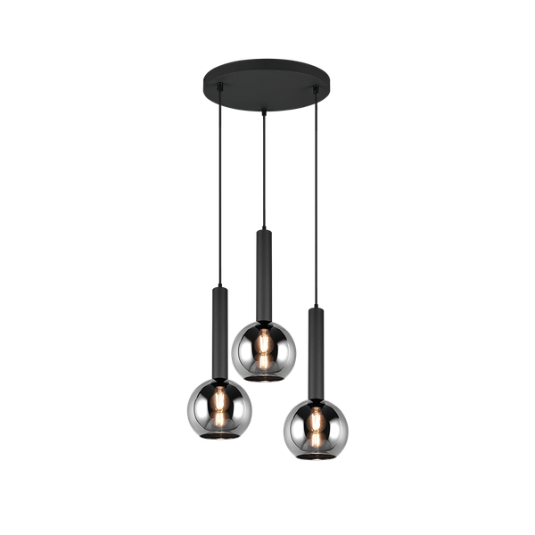 Clayton pendant 3-pc E27 matt black image 1