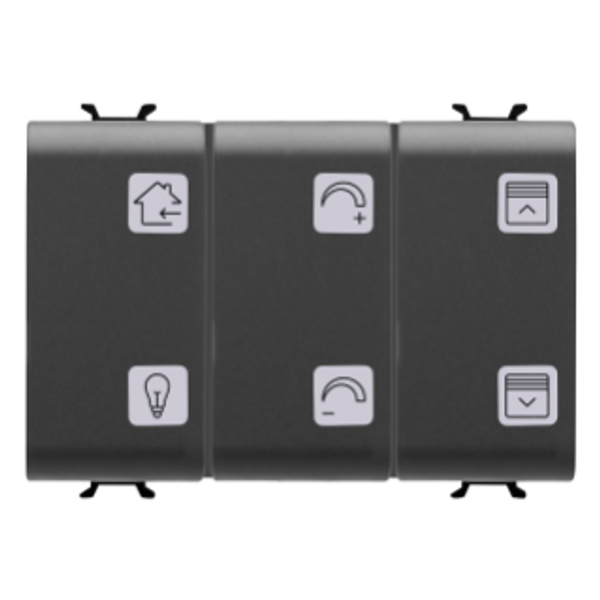 PUSH-BUTTON PANEL WITH INTERCHANGEABLE SYMBOLS - KNX - 6 CHANNELS - 3 MODULES - BLACK - CHORUS image 1