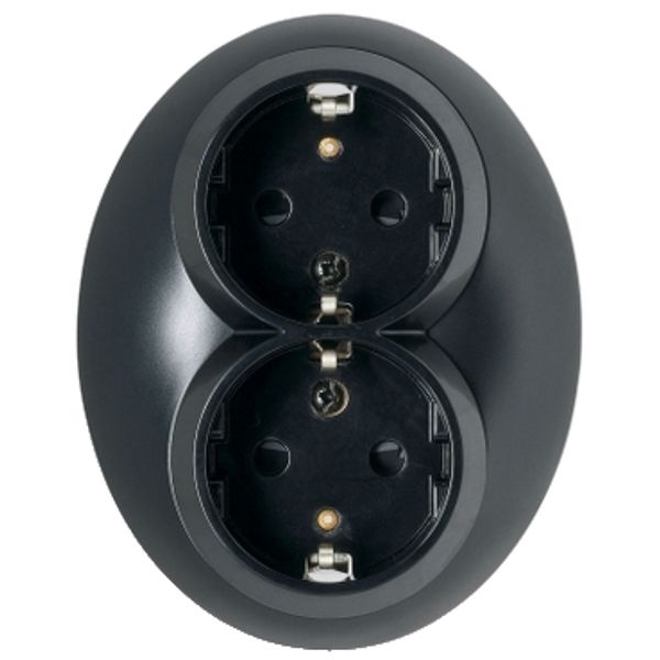 Renova - double socket outlet - 2P + E - 16 A - 250 V AC - black image 3