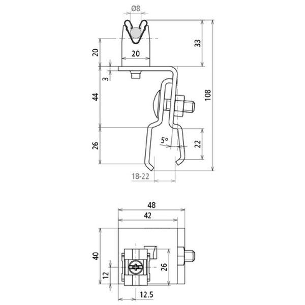 Roof cond. holder Al for Rd 8mm f. sheet metal roofs w. rect. stand. s image 2