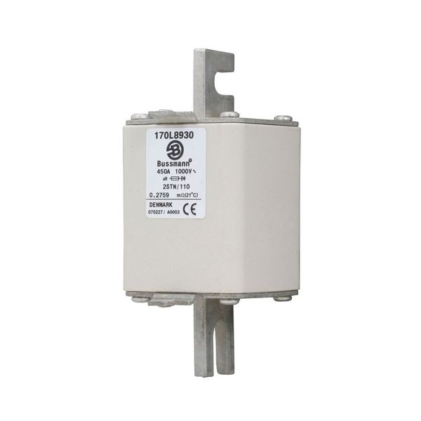 Fuse-link, high speed, 450 A, AC 1000 V, Size 2, 61 x 75 x 140 mm, aR, DIN, IEC, single indicator image 4