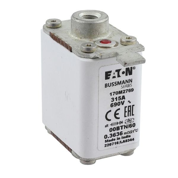 Fuse-link, high speed, 315 A, AC 690 V, size 00, 30 x 62 x 64 mm, aR, IEC, single indicator image 11