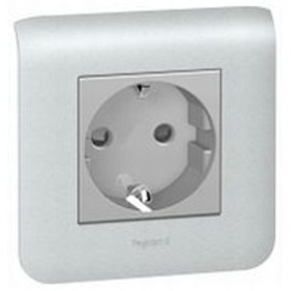 Multi-support single socket Mosaic - German std - 2P+E - 2 mod - alu image 1