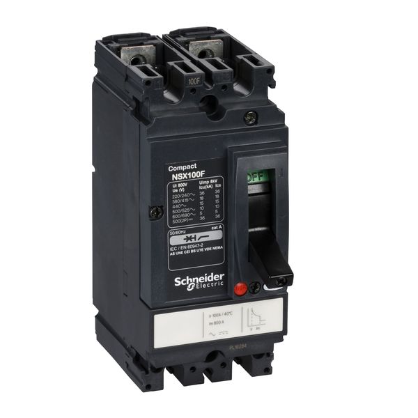 circuit breaker ComPact NSX100F AC/DC, 18 kA at 415 VAC, TMD trip unit 100 A, 2 poles 2d image 3