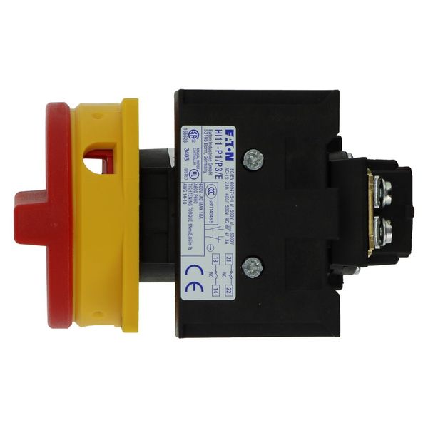 Main switch, P1, 40 A, flush mounting, 3 pole, 1 N/O, 1 N/C, Emergency switching off function, With red rotary handle and yellow locking ring, Lockabl image 24