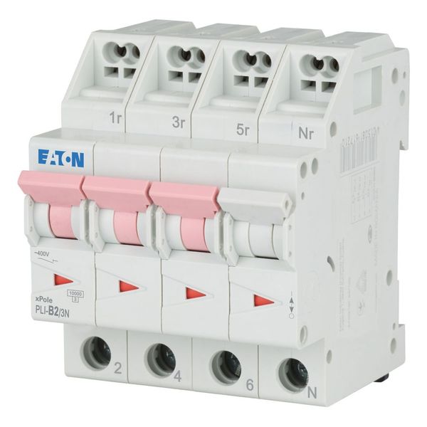 Miniature circuit breaker (MCB) with plug-in terminal, 2 A, 3p+N, characteristic: B image 1