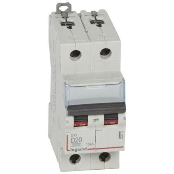 DX³6000 10kA high inlet and low outlet 2P screw circuit breaker 230V~ to 400V~ - 20A - D curve - 2 modules image 1