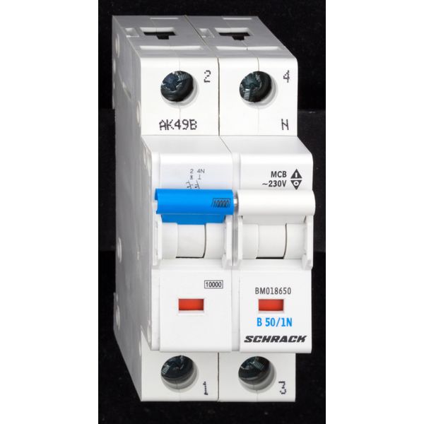 Miniature Circuit Breaker (MCB) B50/1+N, 10kA image 2