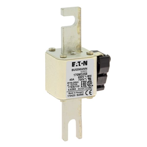 Fuse-link, high speed, 40 A, AC 690 V, compact DIN 1, 45 x 58 x 134 mm, aR, DIN, IEC, single indicator image 9