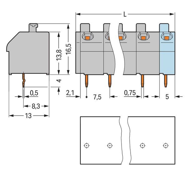 PCB terminal block push-button 1.5 mm² orange image 2