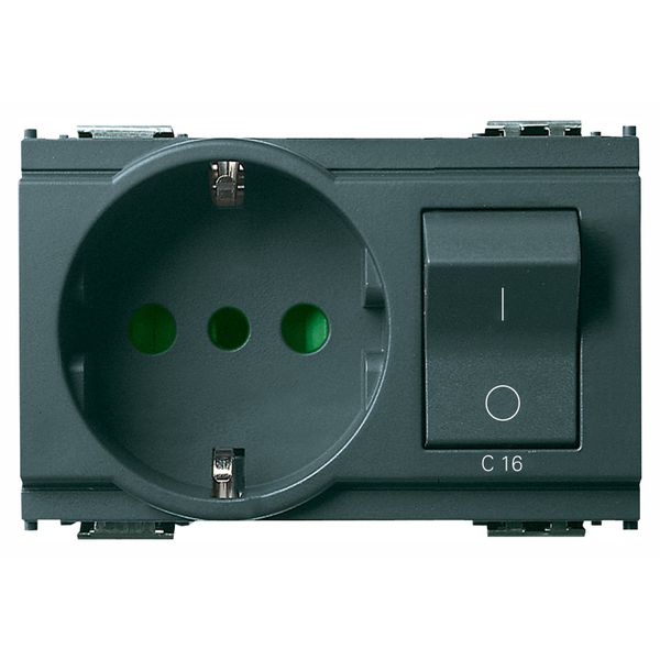 2P+E 16A P30 outlet+C16 CB grey image 1