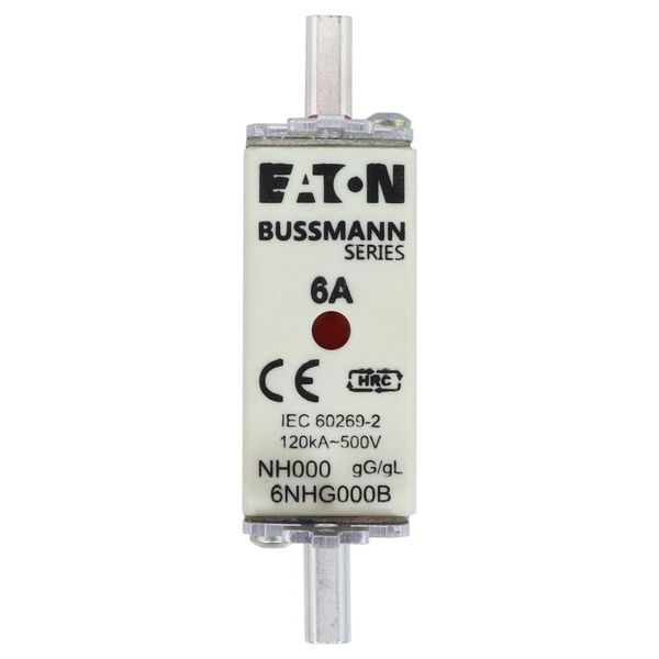 Fuse-link, LV, 6 A, AC 500 V, NH000, gL/gG, IEC, dual indicator, live gripping lugs image 10