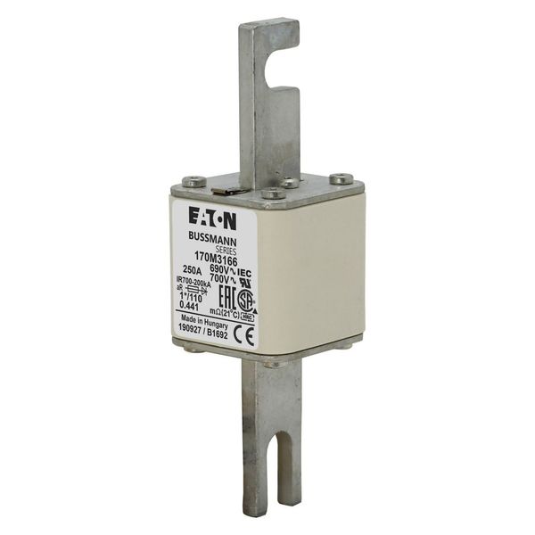 Fuse-link, high speed, 250 A, AC 690 V, compact size 1, 45 x 45 x 134 mm, aR, DIN, IEC, single indicator image 3