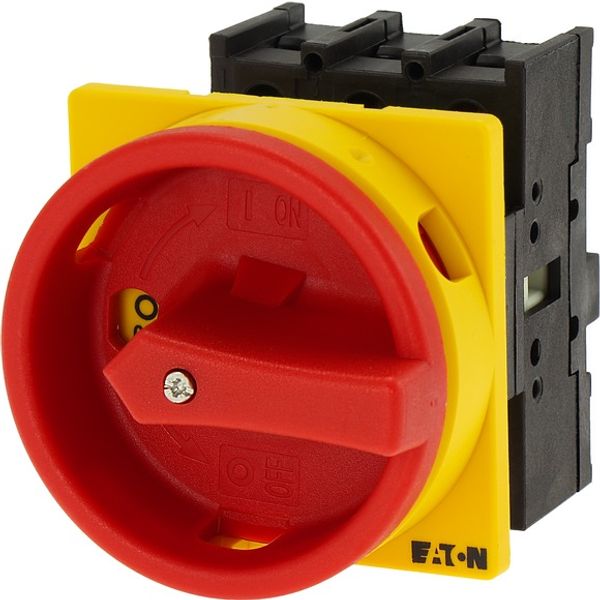 Main switch, P1, 32 A, flush mounting, 3 pole, Emergency switching off function, With red rotary handle and yellow locking ring image 5