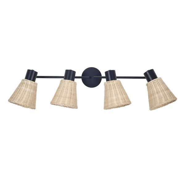 DE-0222-NAT Ceiling fixture IP20 NATURE E27 15W Black Natural rattan image 1