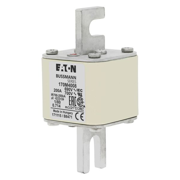 Fuse-link, high speed, 200 A, AC 690 V, DIN 1, 53 x 53 x 108 mm, aR, DIN, IEC, single indicator image 7