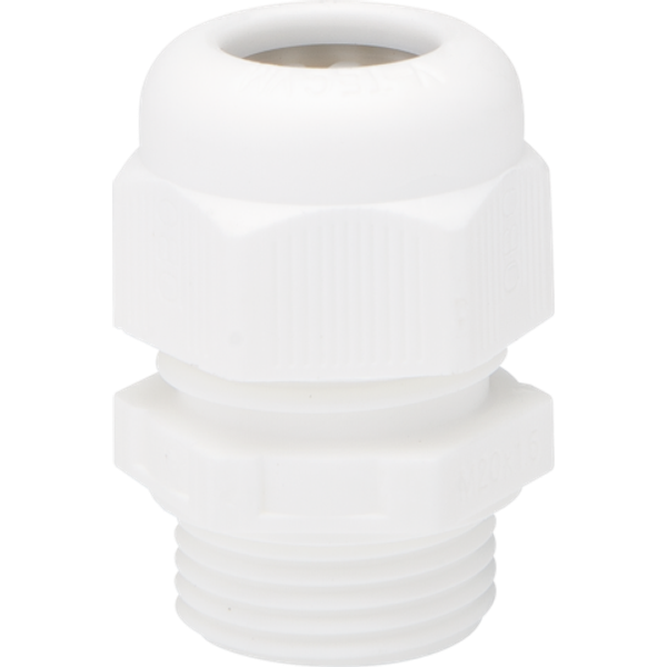 Splashproof M20 cable gland, white image 1