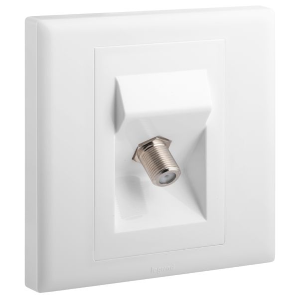 Socket TV Single -F- Type 7X7 White, Legrand - ELOE image 1