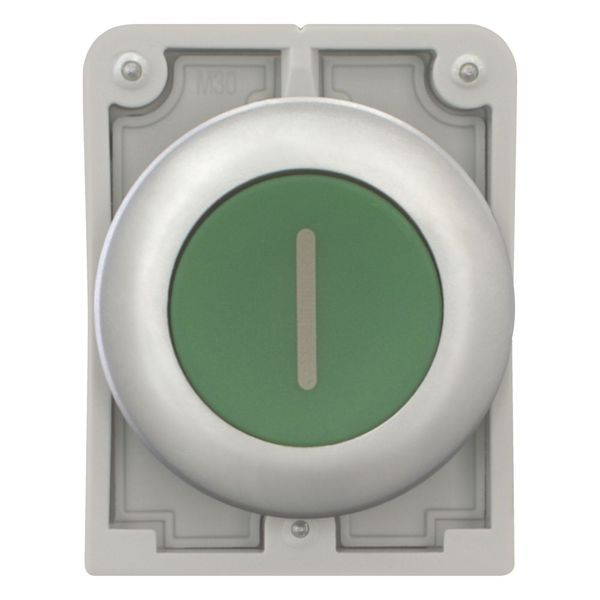 Pushbutton, RMQ-Titan, Flat, maintained, green, inscribed, Metal bezel image 4