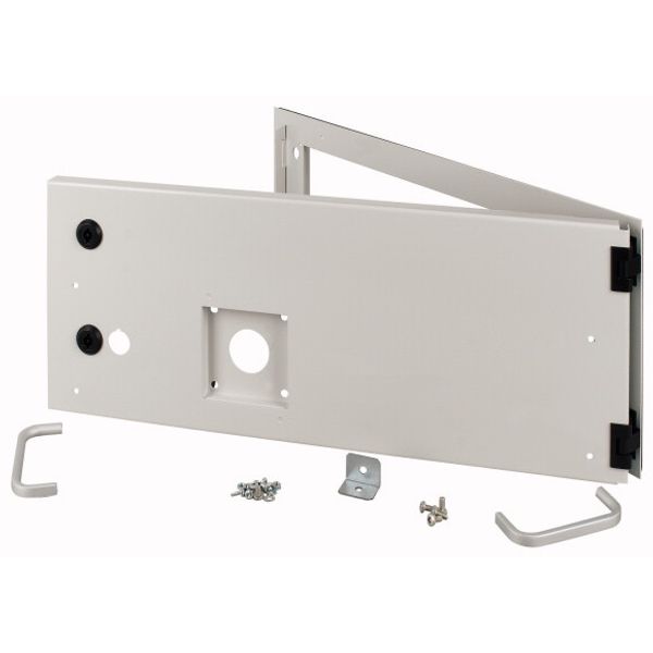 Opening metal front plate for drawer, NZM, closed IP55, H=225mm, grey image 1