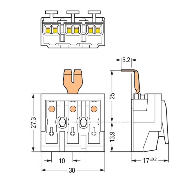 Lighting connector push-button, external with snap-in ground contact w image 5