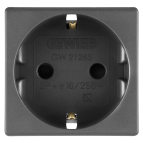 GERMAN STANDARD SOCKET-OUTLET 250V ac - 2P+E 16A - 2 MODULES - SYSTEM BLACK image 1