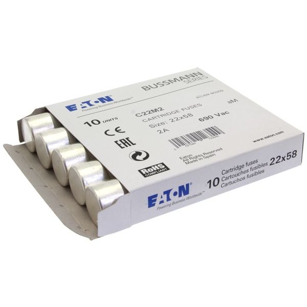 Fuse-link, LV, 2 A, AC 690 V, 22 x 58 mm, aM, IEC image 1