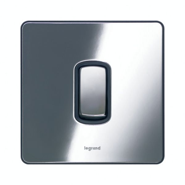 Synergy Sleek 1 Gang 2 Way 10AX Single Pole Plate Switch Polished Stainless Steel image 1