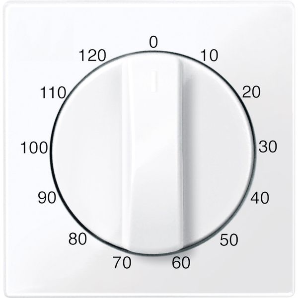 Central plate for time switch insert, 120 min, active white, glossy, System M image 1