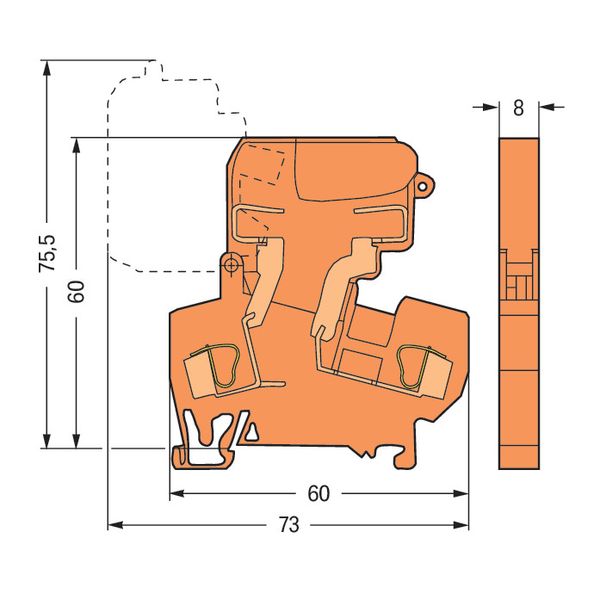 2-conductor fuse terminal block with pivoting fuse holder for 5 x 20 m image 4