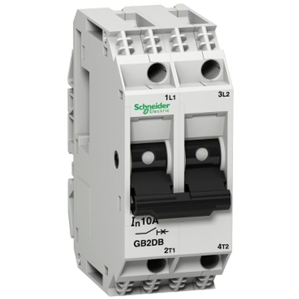 Thermal magnetic circuit breaker, TeSys GB2, 2P, 10 A, Icu 1.5 kA@415 V image 2