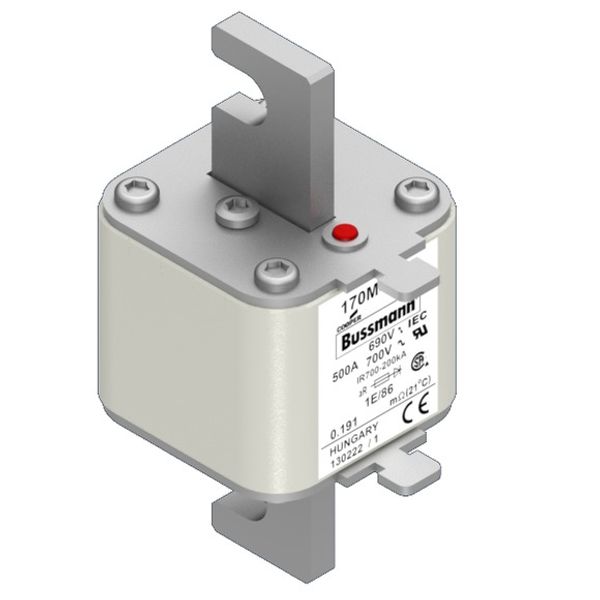 Fuse-link, high speed, 500 A, AC 690 V, size 1, 53 x 69 x 111 mm, aR, IEC, type T indicator image 3