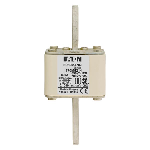 Fuse-link, high speed, 800 A, AC 690 V, DIN 2, 61 x 75 x 138 mm, aR, DIN, IEC, single indicator image 16