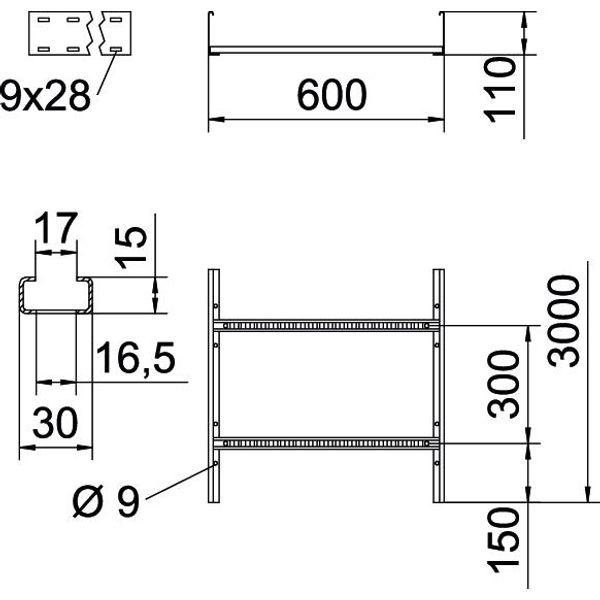 LCIS 1160 6 FT Cable ladder perforated rung, welded 110x600x6000 image 2