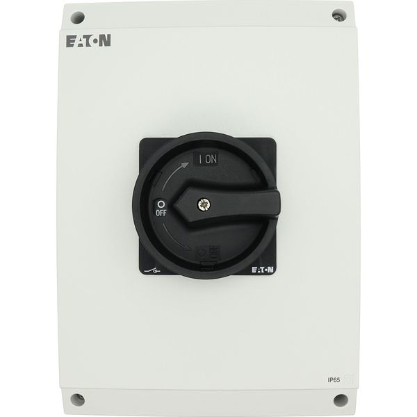 Main switch, T5, 100 A, surface mounting, 4 contact unit(s), 6 pole, 1 N/O, 1 N/C, STOP function, With black rotary handle and locking ring, Lockable image 50