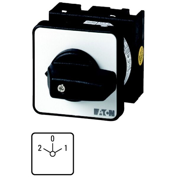 Reversing switches, T0, 20 A, flush mounting, 3 contact unit(s), Contacts: 5, 45 °, maintained, With 0 (Off) position, 2-0-1, Design number 2 image 1