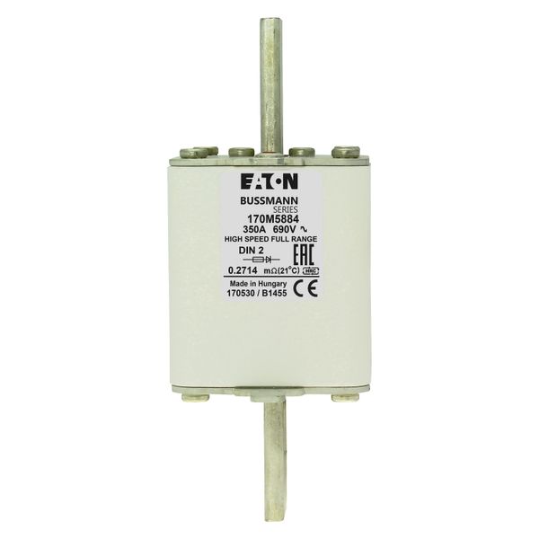 Fuse-link, high speed, 350 A, AC 690 V, DIN 2, 60 x 74 x 150 mm, gR, DIN, IEC, single indicator image 10