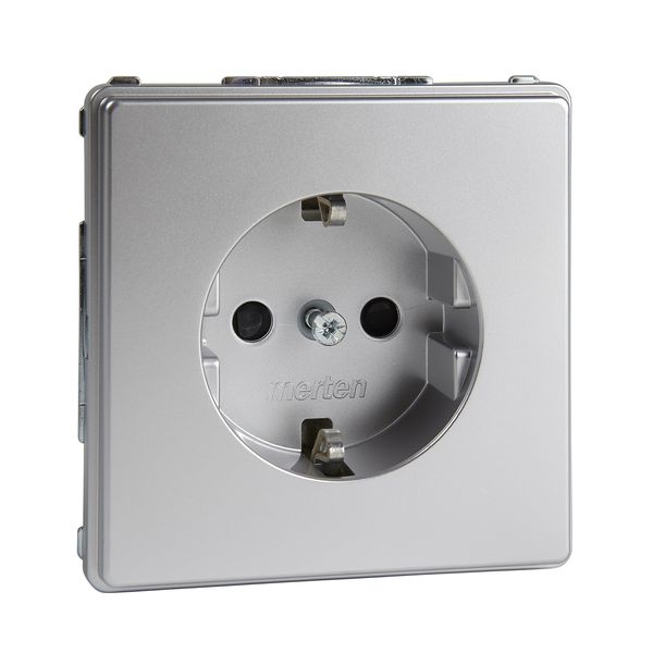 SCHUKO socket-outlet, shutter, screwless terminals, aluminium, Aquadesign image 3