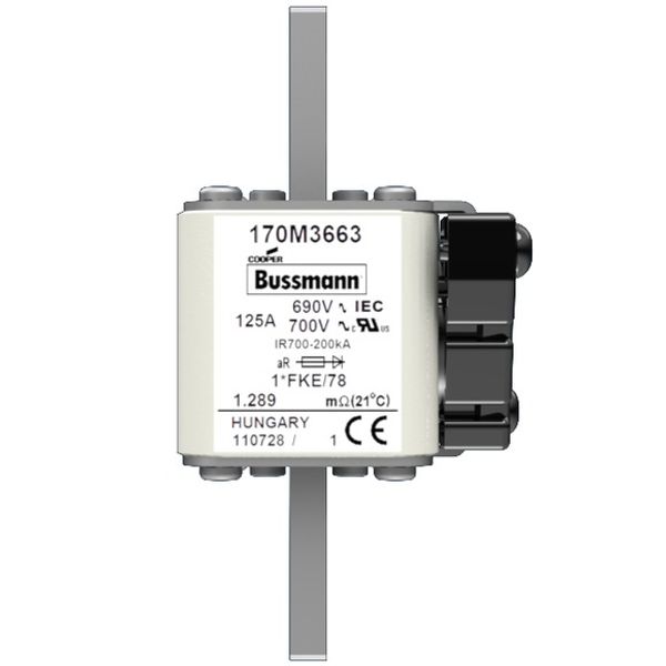 Fuse-link, high speed, 125 A, AC 690 V, compact size 1, 45 x 59 x 110 mm, aR, IEC, UL image 1