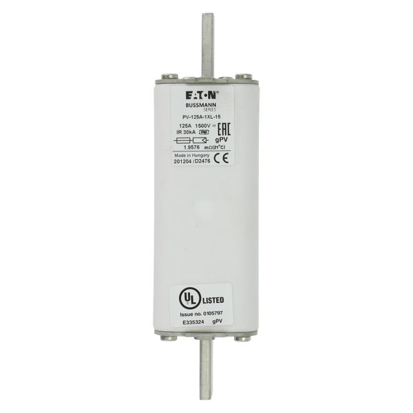 Fuse-link, high speed, 125 A, DC 1500 V, 1XL, 51 x 189 mm, gPV, IEC, UL, with indicator image 17