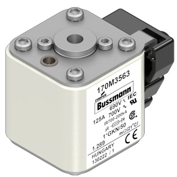 Fuse-link, high speed, 350 A, AC 690 V, compact size 1, 45 x 59 x 51 mm, aR, IEC, UL, single indicator image 7