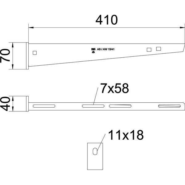 AW 15 41 FT Wall and support bracket with welded head plate B410mm image 2