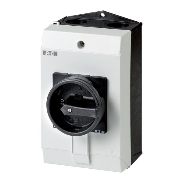 Main switch, P1, 32 A, surface mounting, 3 pole, 1 N/O, 1 N/C, STOP function, With black rotary handle and locking ring, Lockable in the 0 (Off) posit image 2