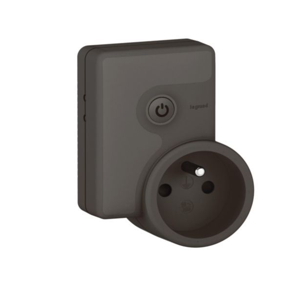 Connected mobile plug-in power socket 16A 3680W with power measurement and consumption monitoring - graphite image 1