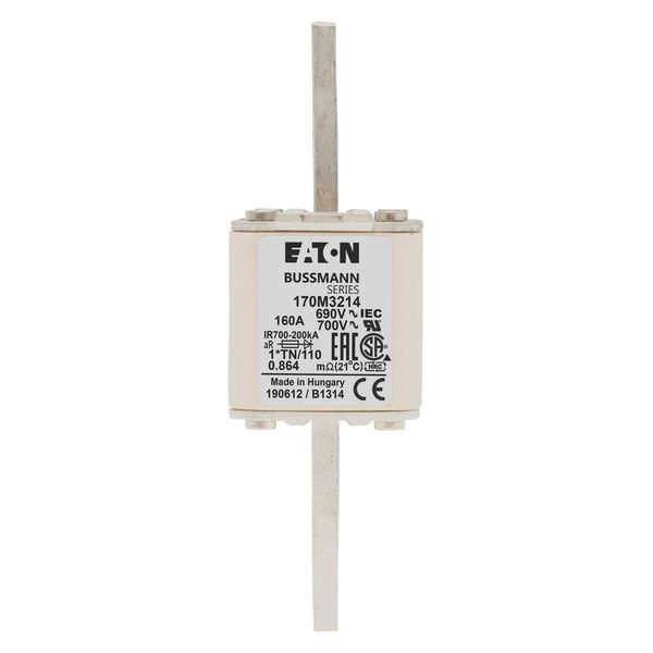 Fuse-link, high speed, 160 A, AC 690 V, compact DIN 1, 45 x 58 x 134 mm, aR, DIN, IEC, single indicator, 80 mm centres image 5