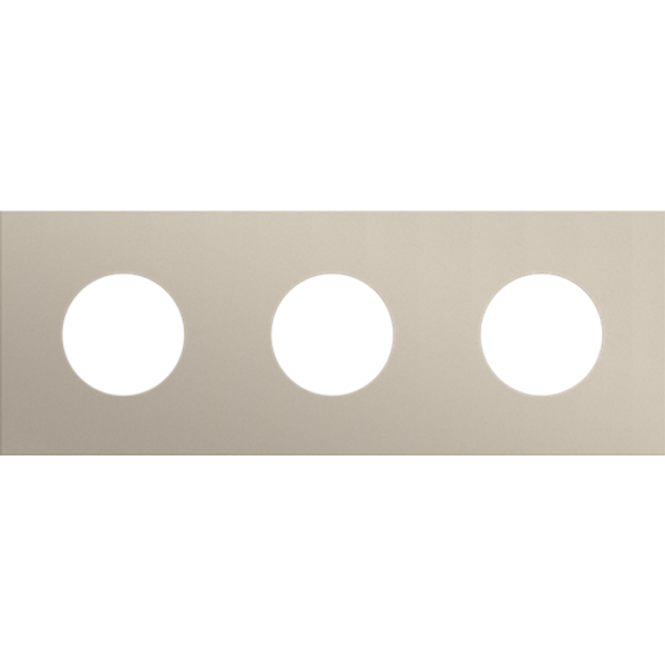 Threefold faceplate, 71 mm centre distance, for 3 socket outlets, Niko Rocker and Niko Toggle, steel champagne coated image 1