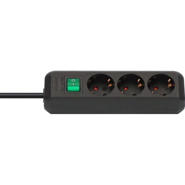 Eco-Line extension socket with switch 3-way black 3m H05VV-F 3G1,5 image 1