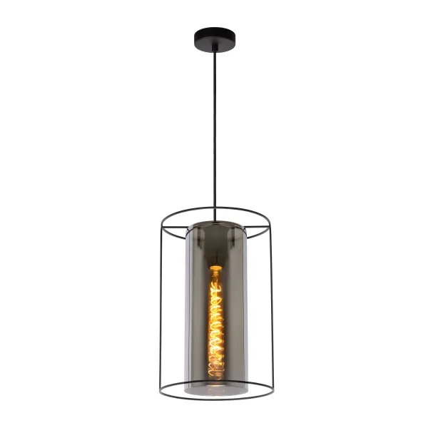 DOUNIA Pendant E27/40W Matt Black/Smoke glass image 1