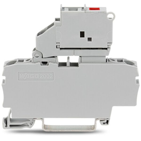 2-conductor fuse terminal block with pivoting fuse holder with end pla image 2